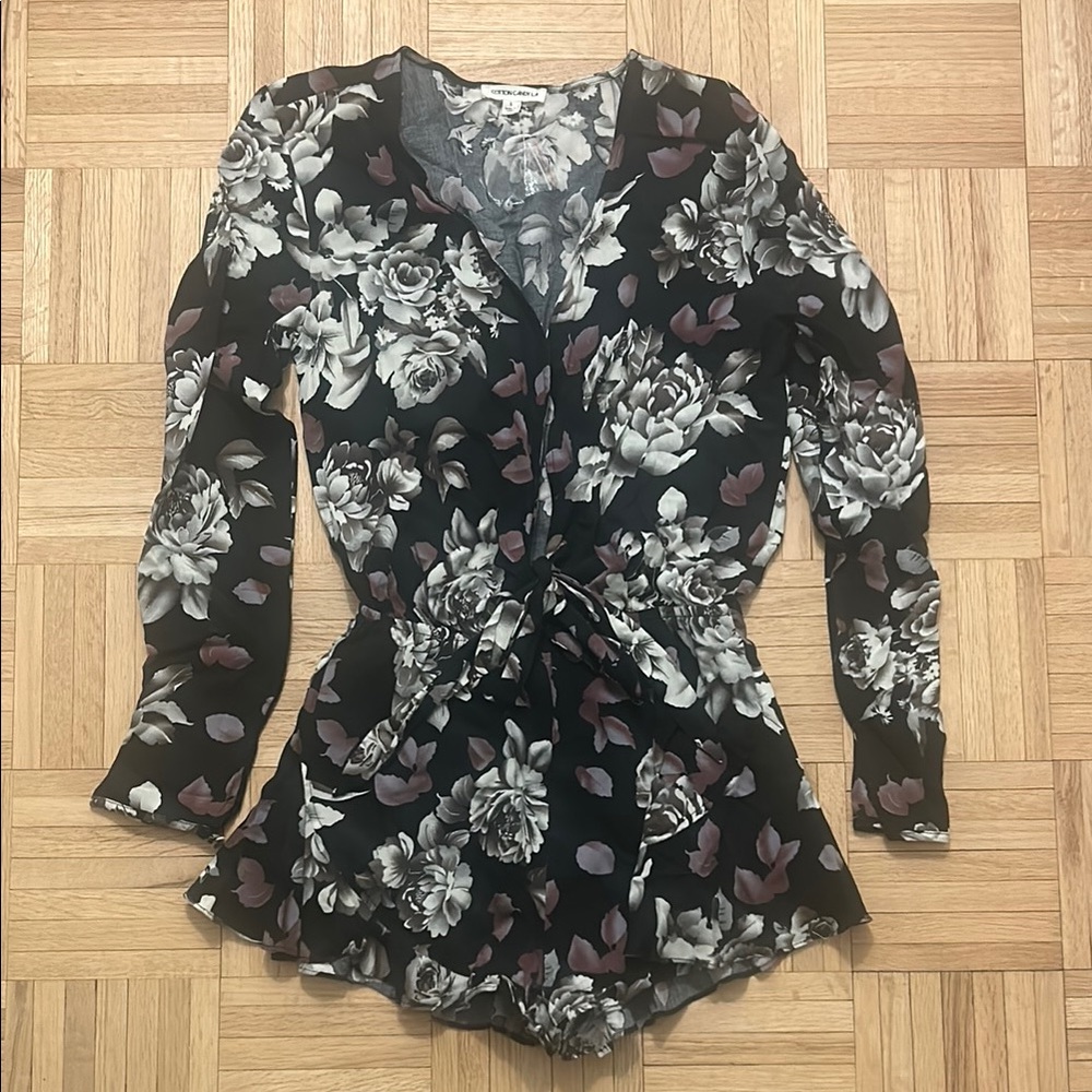Cotton Candy Black and Gray Floral Jumpsuit
